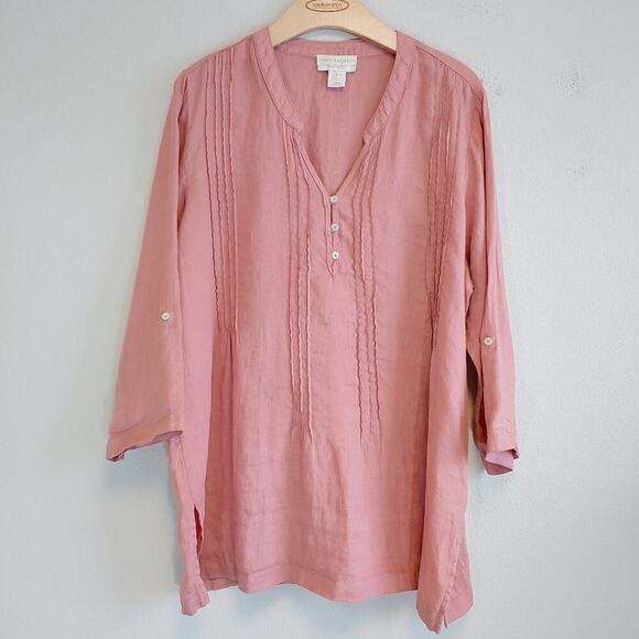 Cynthia Rowley Linen Contemporary Minimalist Tunic Top Sz XL Casual Beachy - Picture 1 of 8